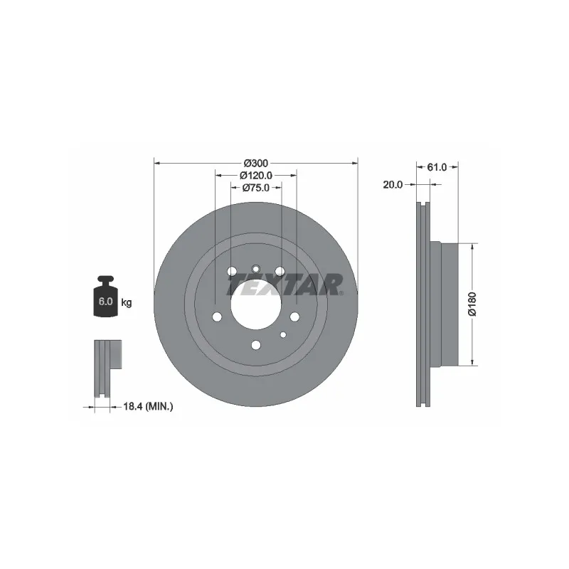 Jeu de 2 disques de frein arrière TEXTAR 92071300