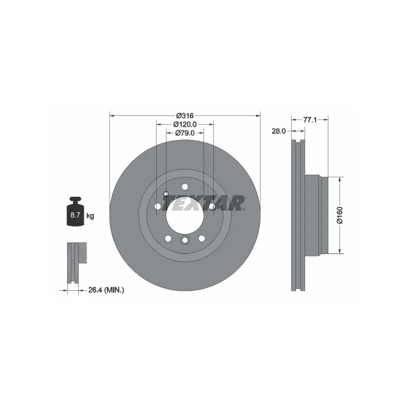 Jeu de 2 disques de frein avant TEXTAR 92071405