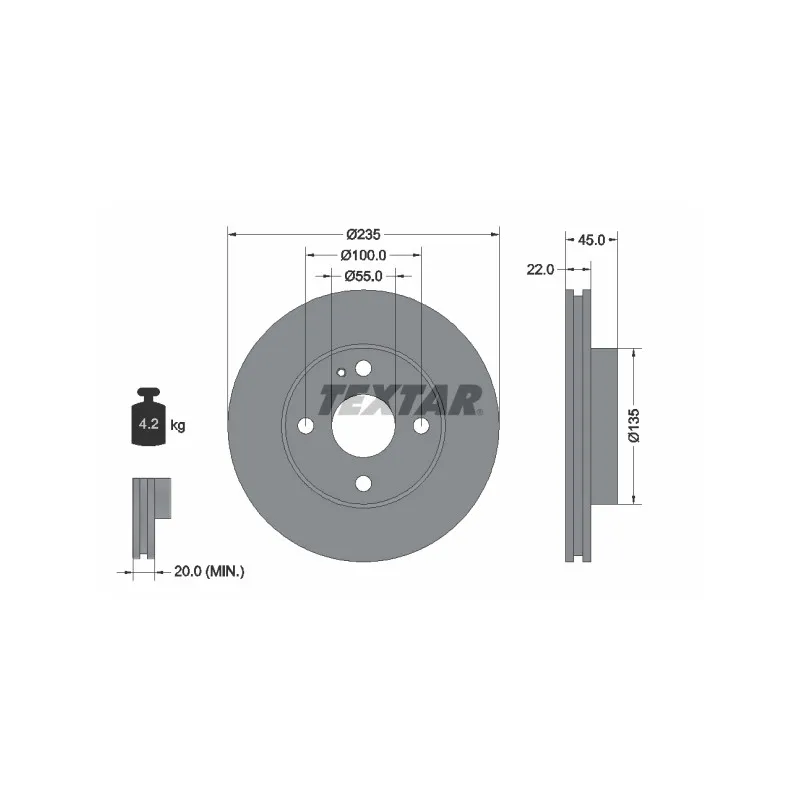 Jeu de 2 disques de frein avant TEXTAR 92071500