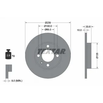 Jeu de 2 disques de frein avant TEXTAR 92071903