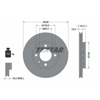 Jeu de 2 disques de frein avant TEXTAR 92072003