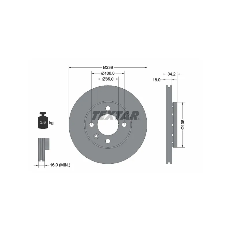 Jeu de 2 disques de frein avant TEXTAR 92072003