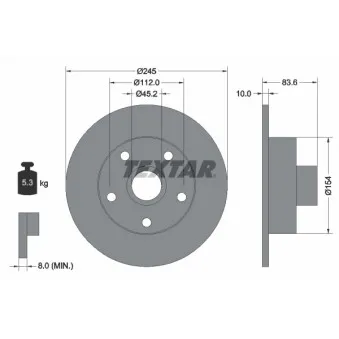 Jeu de 2 disques de frein arrière TEXTAR 92072103