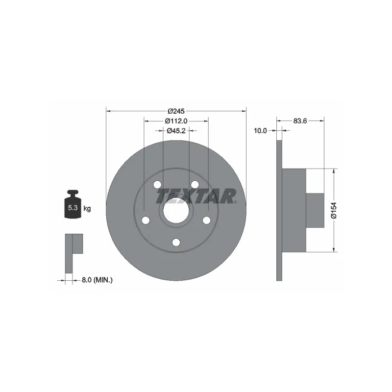 Jeu de 2 disques de frein arrière TEXTAR 92072103