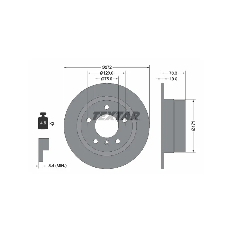 Jeu de 2 disques de frein arrière TEXTAR 92072303