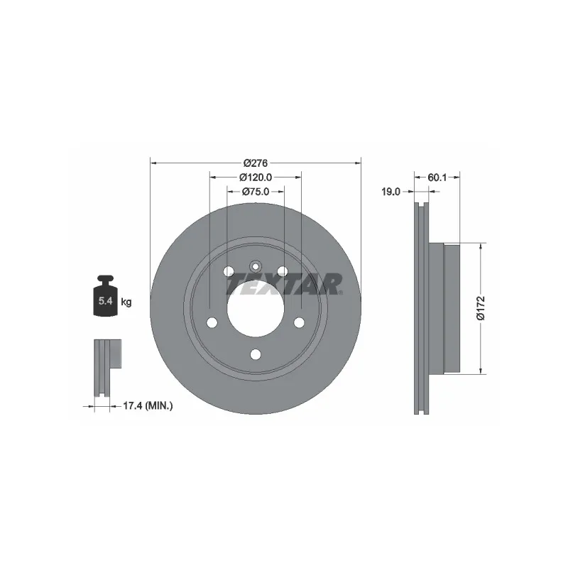 Jeu de 2 disques de frein arrière TEXTAR 92072403