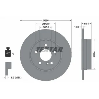 Jeu de 2 disques de frein arrière TEXTAR 92072703