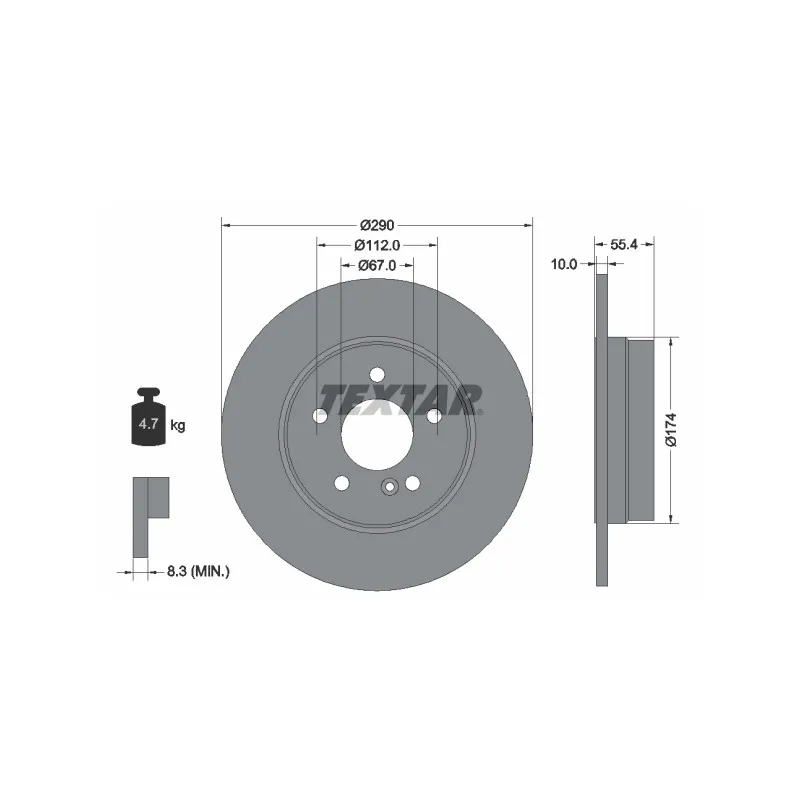 Jeu de 2 disques de frein arrière TEXTAR 92072703