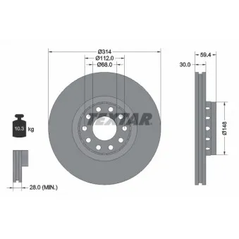 Jeu de 2 disques de frein avant TEXTAR 92073200
