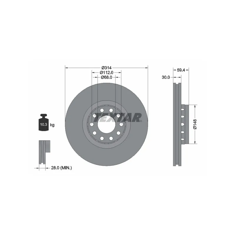 Jeu de 2 disques de frein avant TEXTAR 92073200