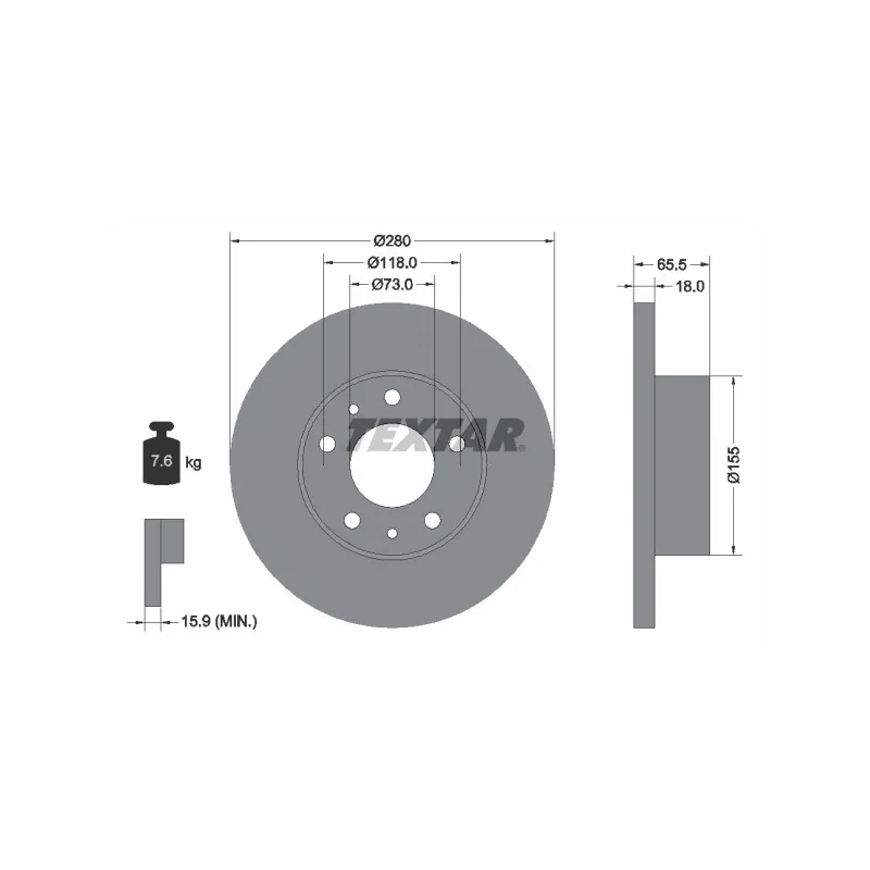 Jeu de 2 disques de frein avant TEXTAR 92073703