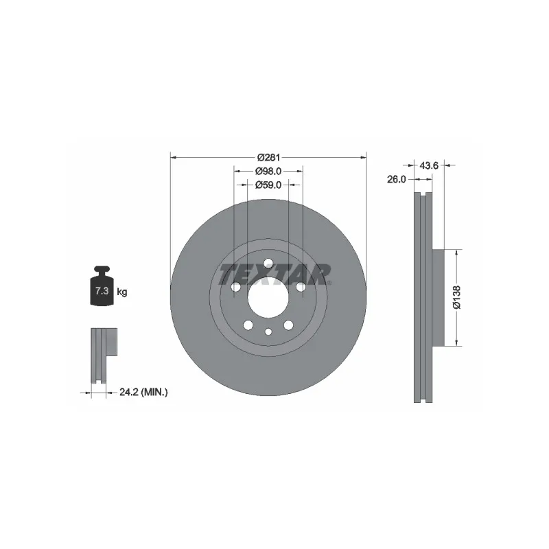Jeu de 2 disques de frein avant TEXTAR 92074003
