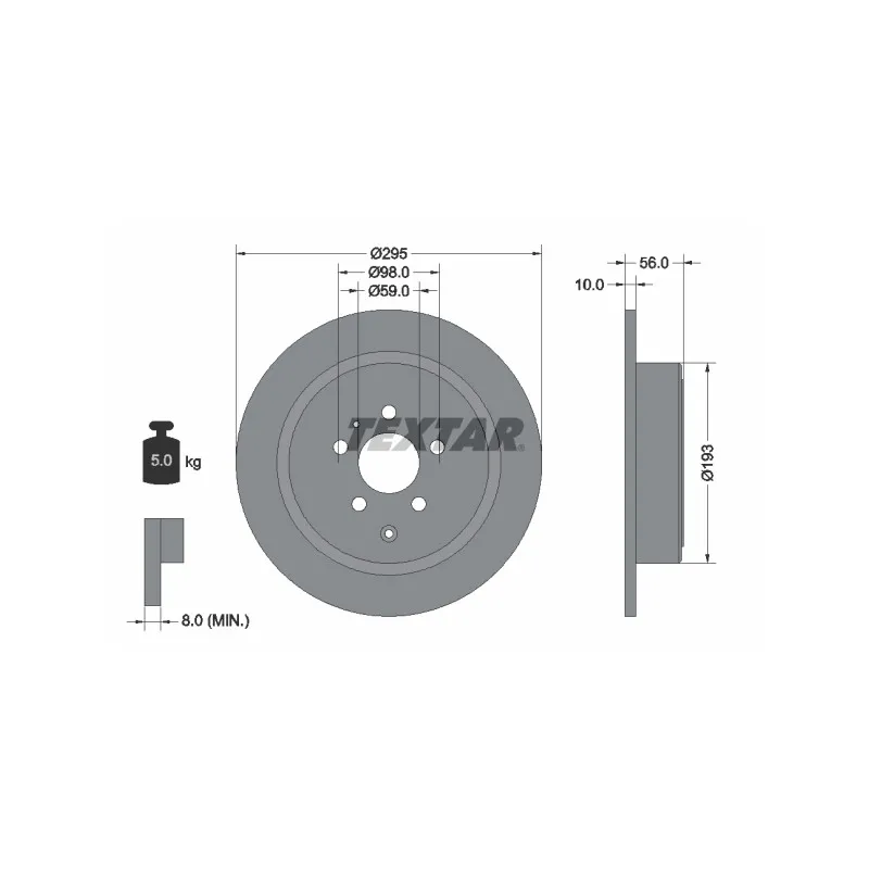Jeu de 2 disques de frein arrière TEXTAR 92074100