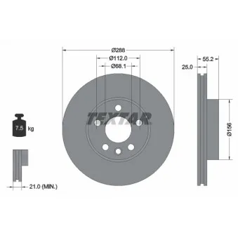 Jeu de 2 disques de frein avant TEXTAR 92074203