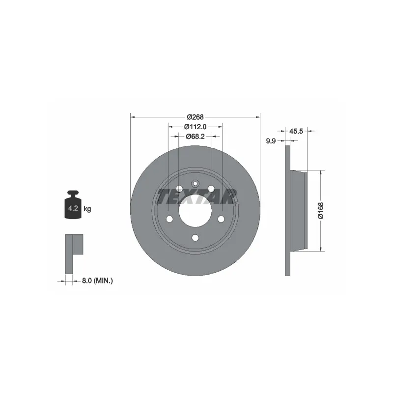 Jeu de 2 disques de frein arrière TEXTAR 92074303