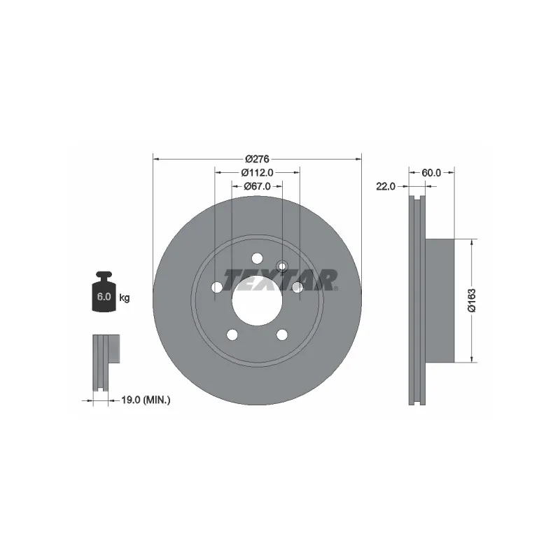 Jeu de 2 disques de frein avant TEXTAR 92074403