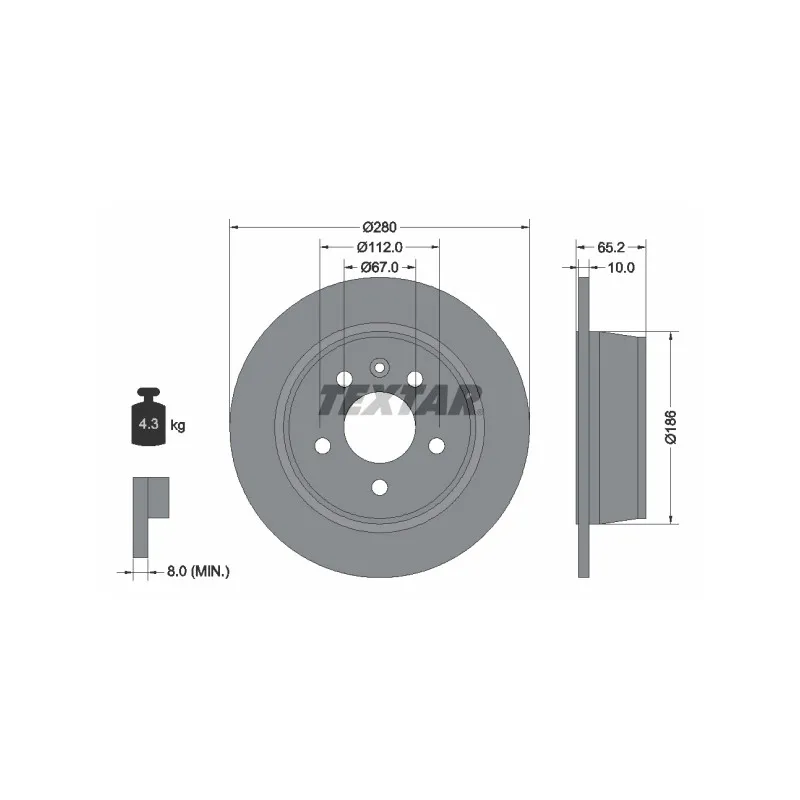 Jeu de 2 disques de frein arrière TEXTAR 92074503