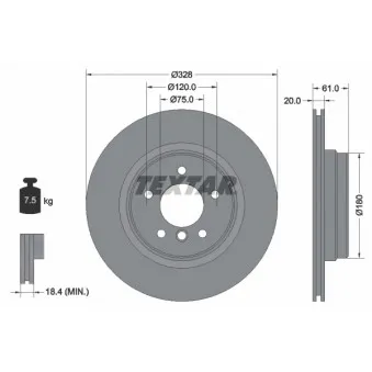 Jeu de 2 disques de frein arrière TEXTAR 92074904