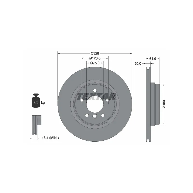 Jeu de 2 disques de frein arrière TEXTAR 92074904