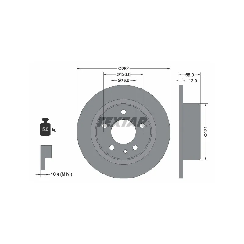 Jeu de 2 disques de frein arrière TEXTAR 92075200