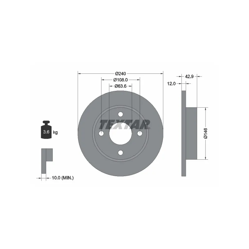 Jeu de 2 disques de frein avant TEXTAR 92075303