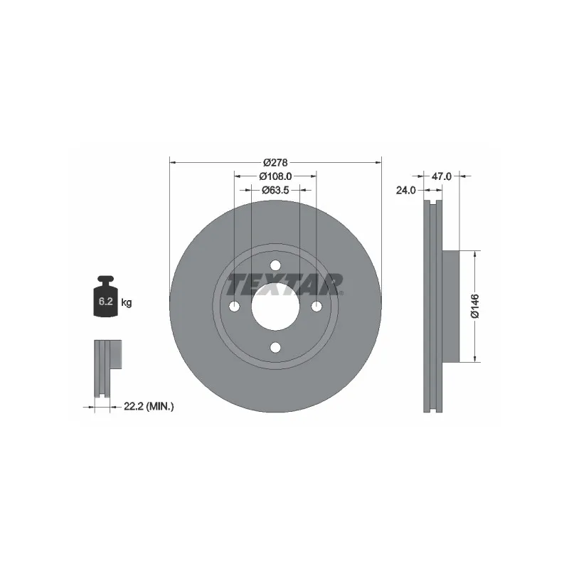 Jeu de 2 disques de frein avant TEXTAR 92075400
