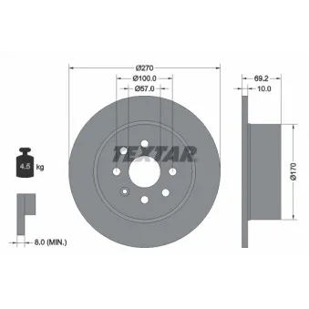 Jeu de 2 disques de frein arrière TEXTAR 92075503