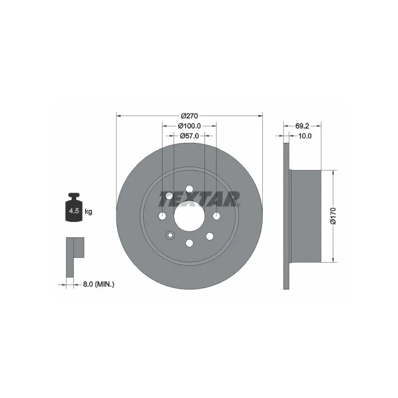 Jeu de 2 disques de frein arrière TEXTAR 92075503