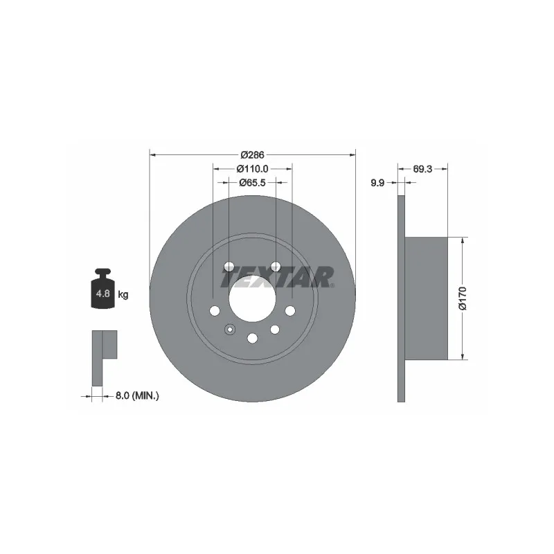 Jeu de 2 disques de frein arrière TEXTAR 92075703