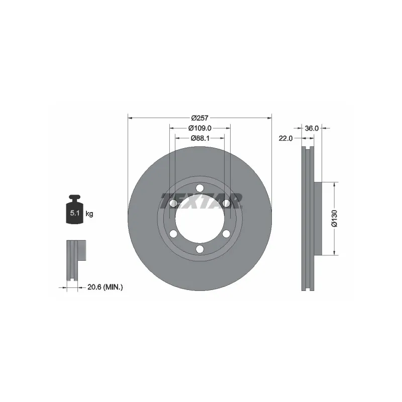 Jeu de 2 disques de frein avant TEXTAR 92075800