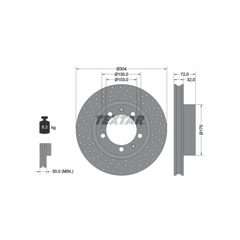 Disque de frein avant gauche TEXTAR 92076000