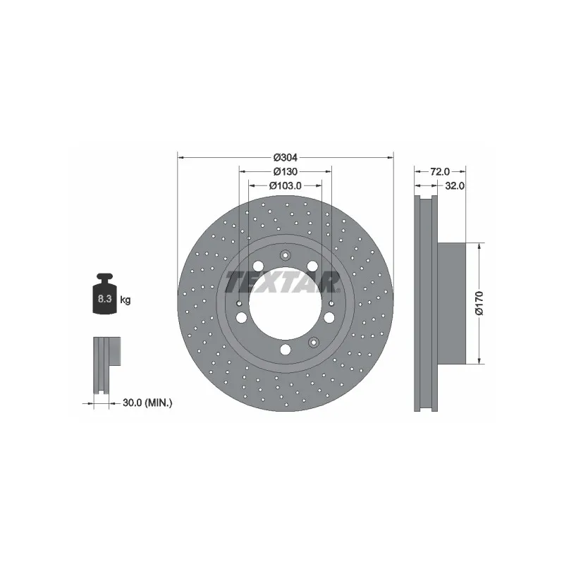 Disque de frein avant droit TEXTAR 92076100