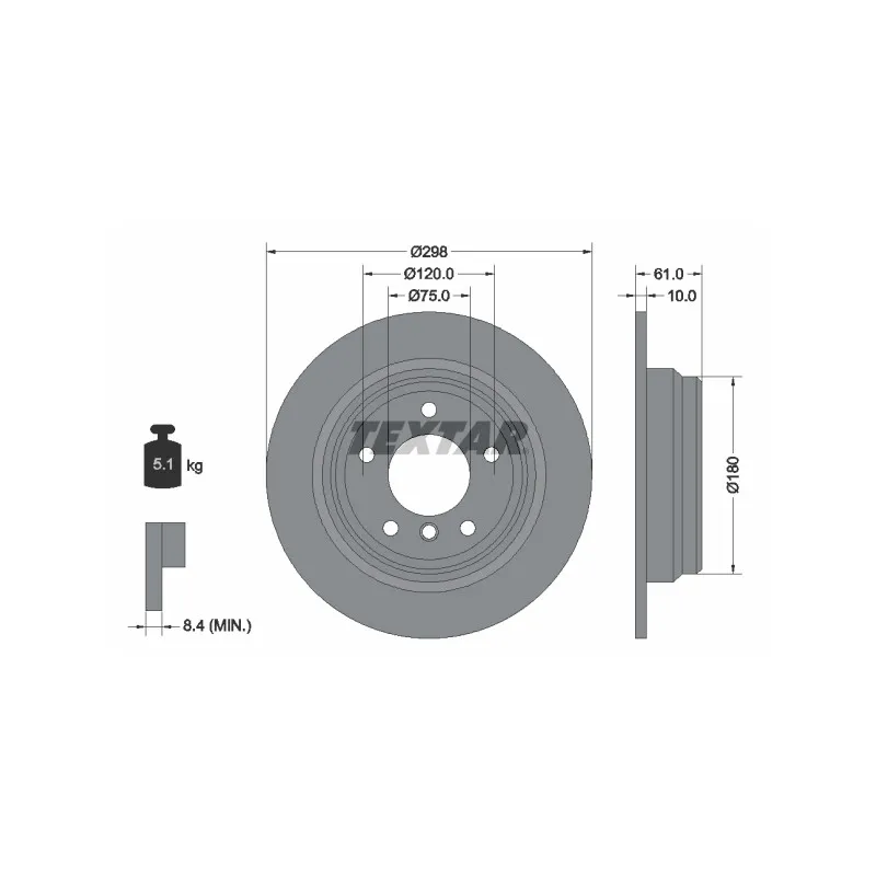 Jeu de 2 disques de frein arrière TEXTAR 92076603