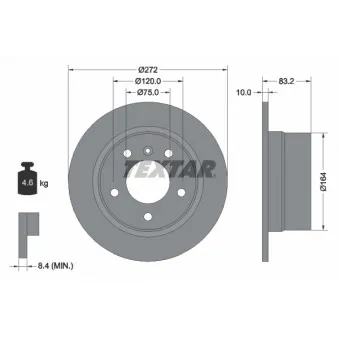 Jeu de 2 disques de frein arrière TEXTAR 92076703