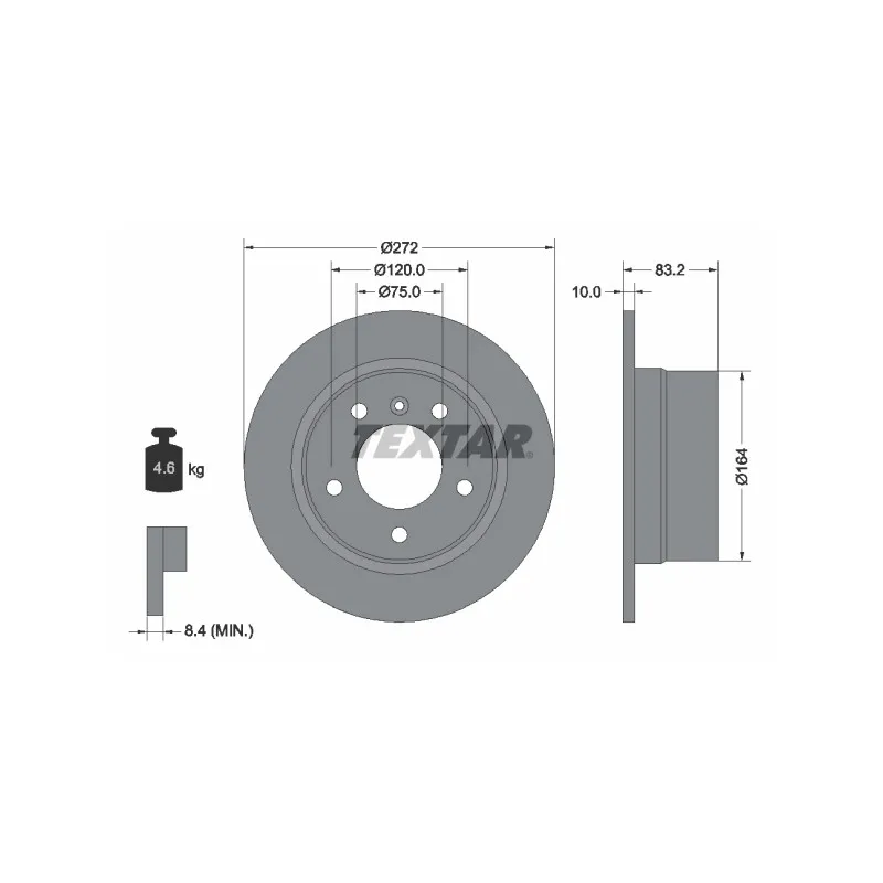 Jeu de 2 disques de frein arrière TEXTAR 92076703