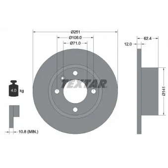 Jeu de 2 disques de frein arrière TEXTAR 92076800