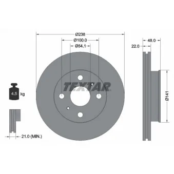 Jeu de 2 disques de frein avant TEXTAR 92077300