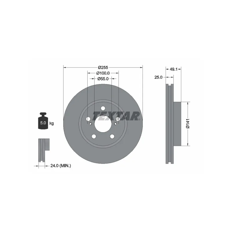 Jeu de 2 disques de frein avant TEXTAR 92077400