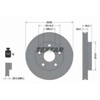Jeu de 2 disques de frein avant TEXTAR 92077600