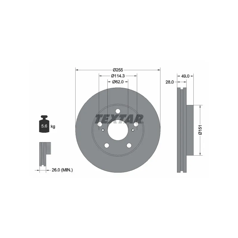 Jeu de 2 disques de frein avant TEXTAR 92077600