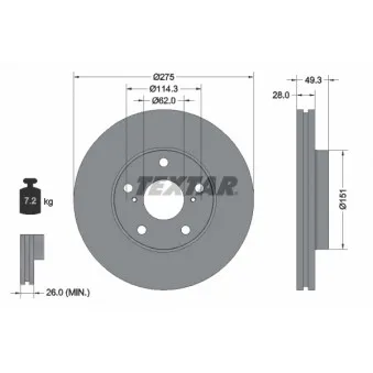 Jeu de 2 disques de frein avant TEXTAR 92077703
