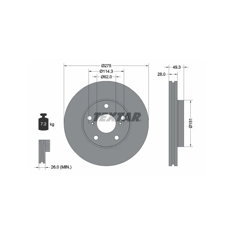 Jeu de 2 disques de frein avant TEXTAR 92077703