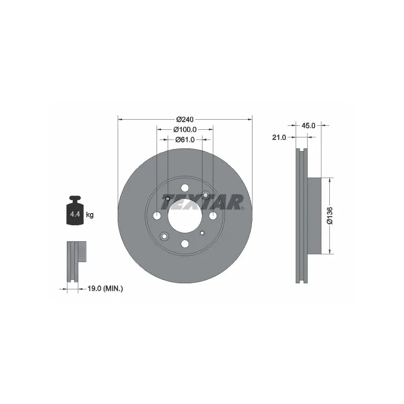 Jeu de 2 disques de frein avant TEXTAR 92077800