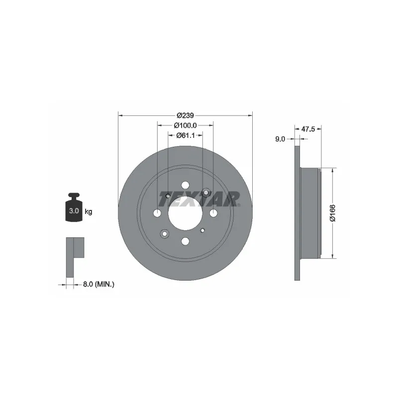 Jeu de 2 disques de frein arrière TEXTAR 92077903