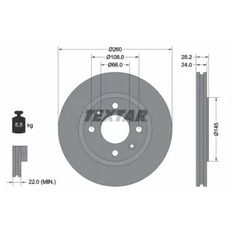 Jeu de 2 disques de frein avant TEXTAR 92078603