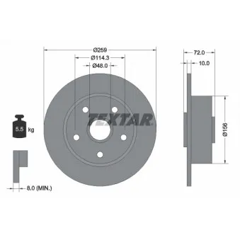 Jeu de 2 disques de frein arrière TEXTAR 92078900