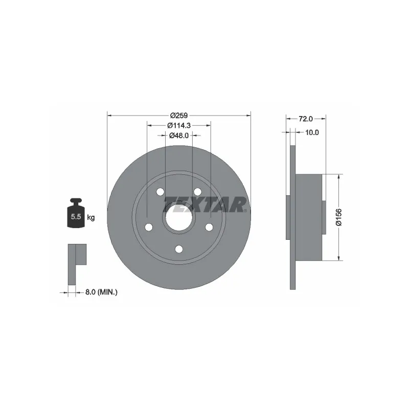 Jeu de 2 disques de frein arrière TEXTAR 92078900