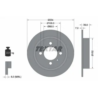 Jeu de 2 disques de frein arrière TEXTAR 92080000