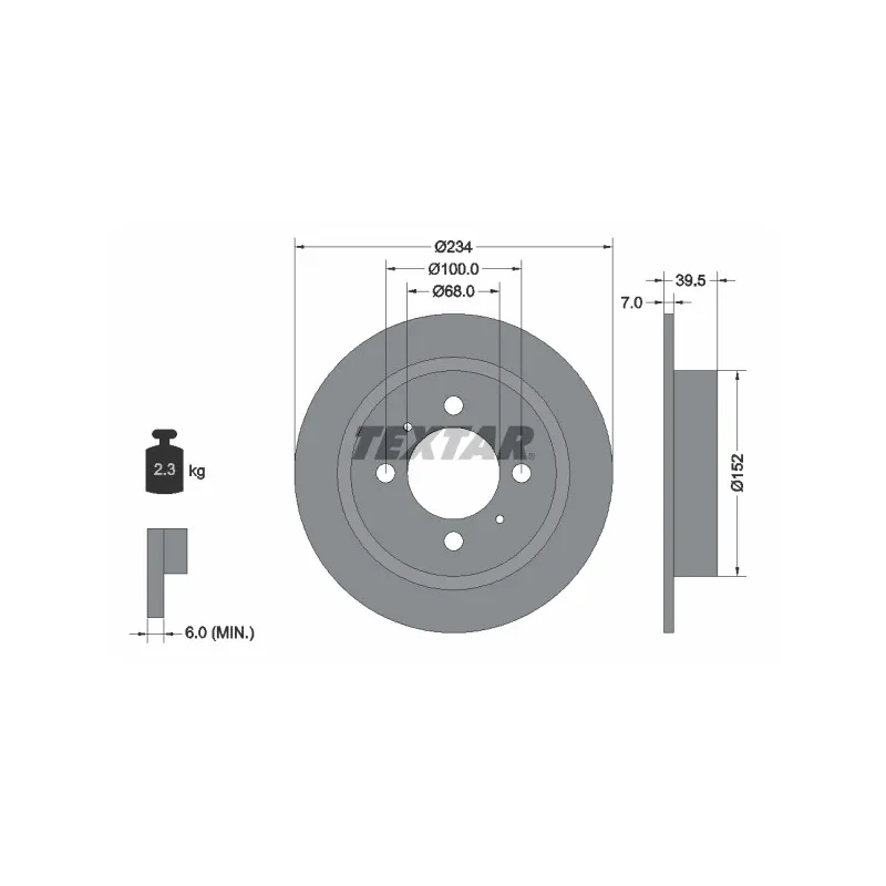 Jeu de 2 disques de frein arrière TEXTAR 92080000