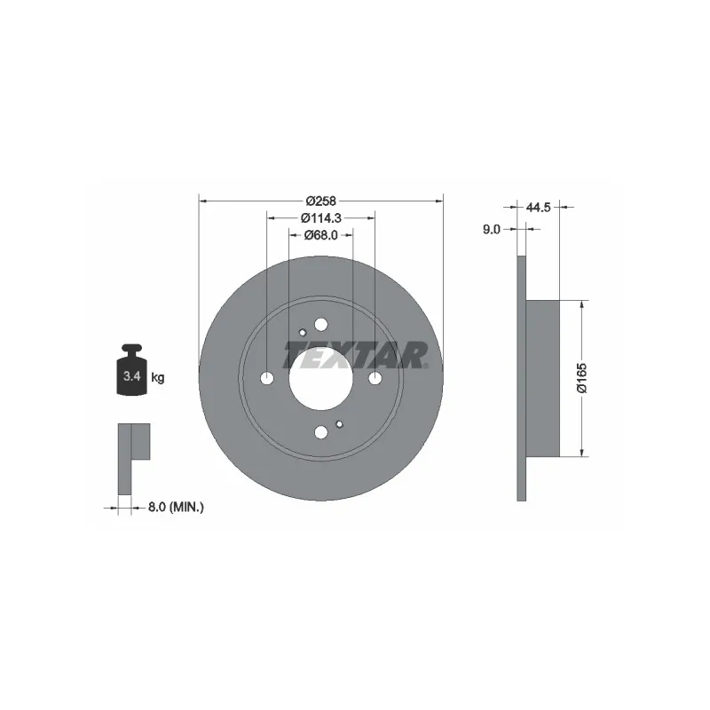 Jeu de 2 disques de frein arrière TEXTAR 92080200